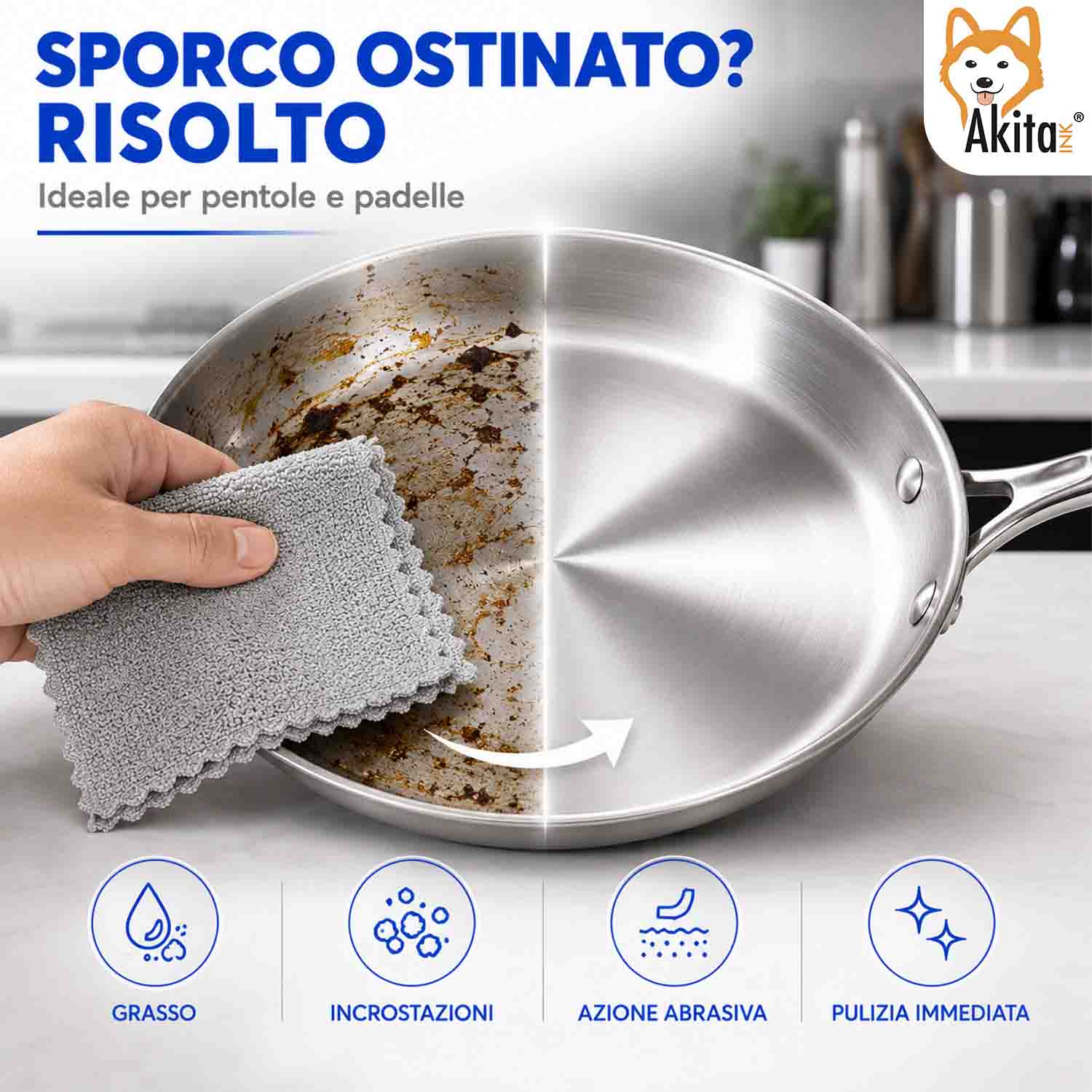 Akitaink 3 Panni in Microfibra Brilla Pentole 35x30 cm foto 4