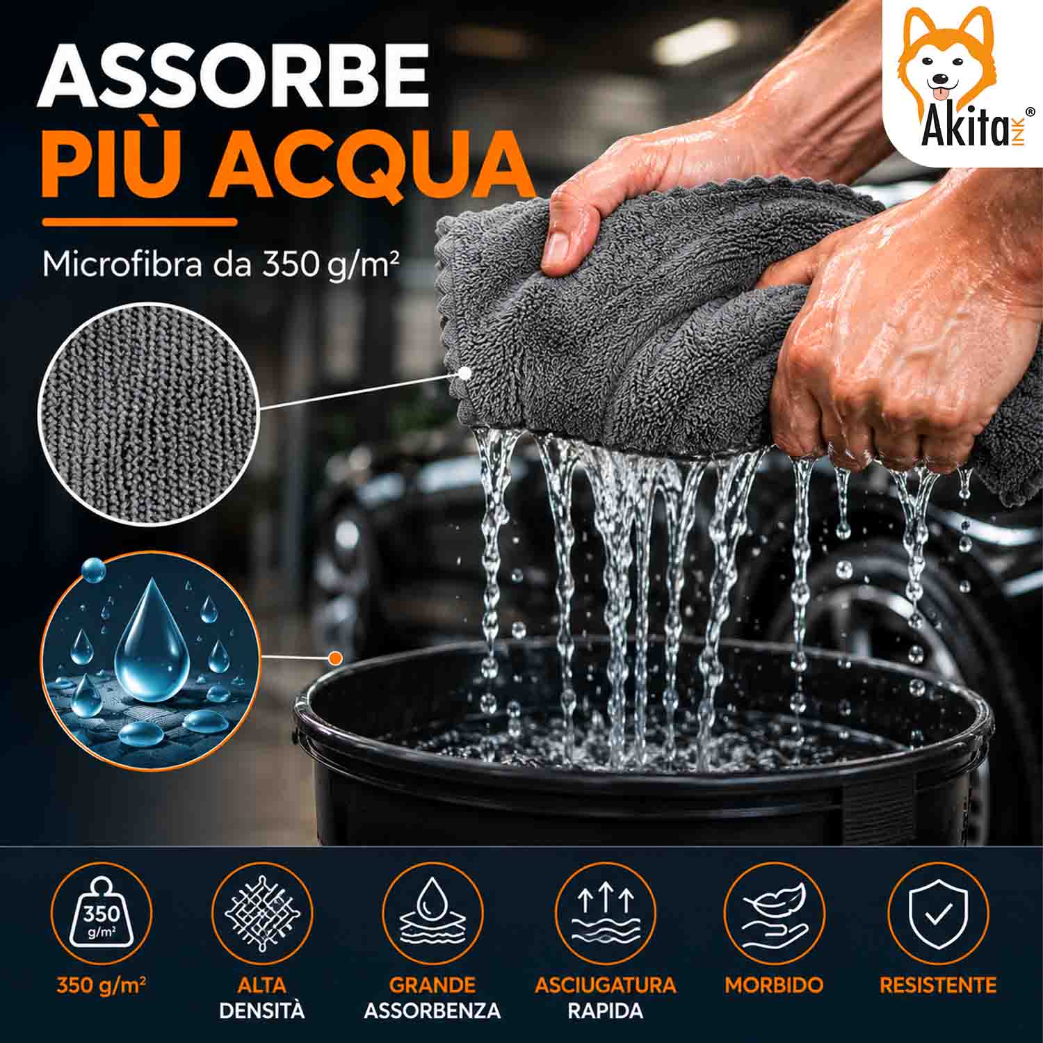 Akitaink 3 Panni in Microfibra Esterno Auto 40x60 cm foto 6