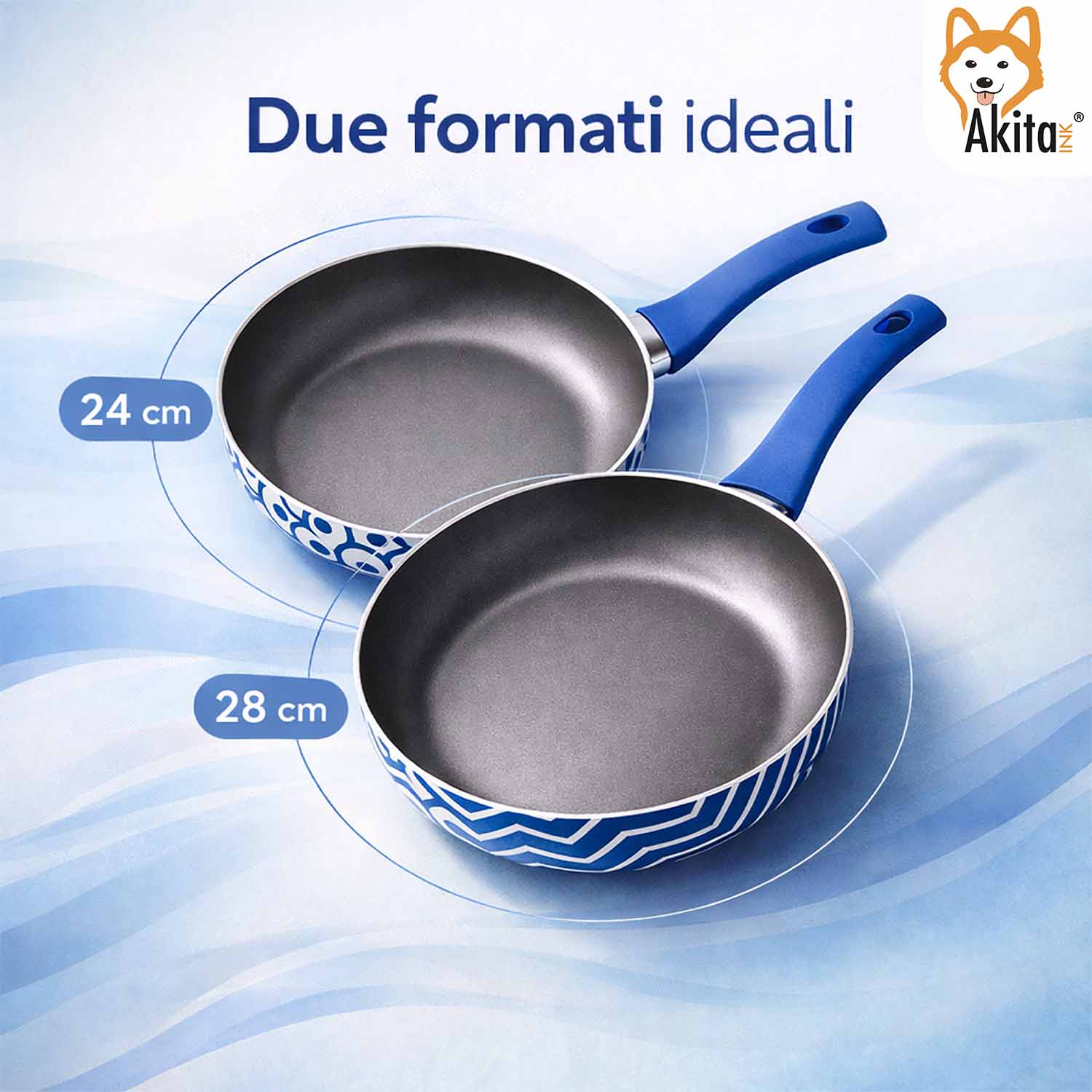 Bis Padelle 24-28 cm Blu Decorate Linea Onde foto 4