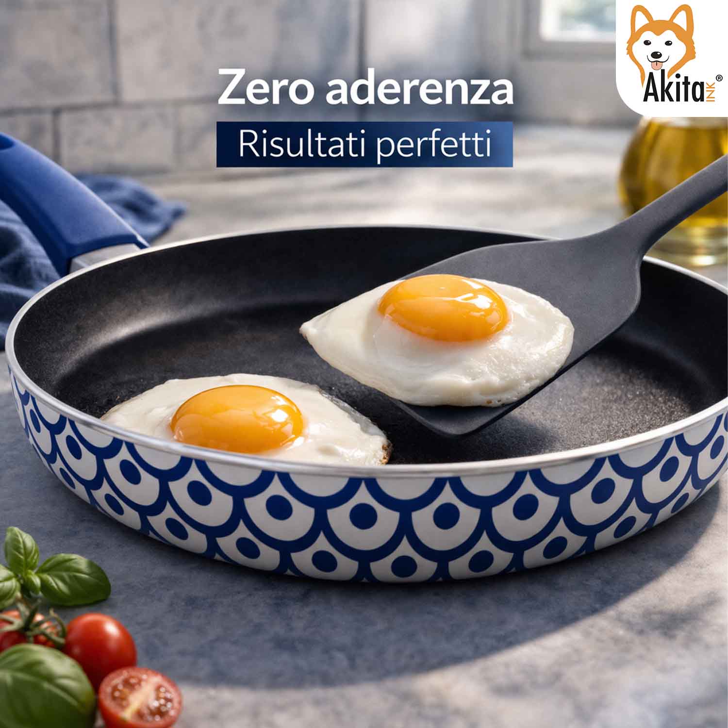 Bis Padelle 24-28 cm Blu Decorate Linea Onde foto 6