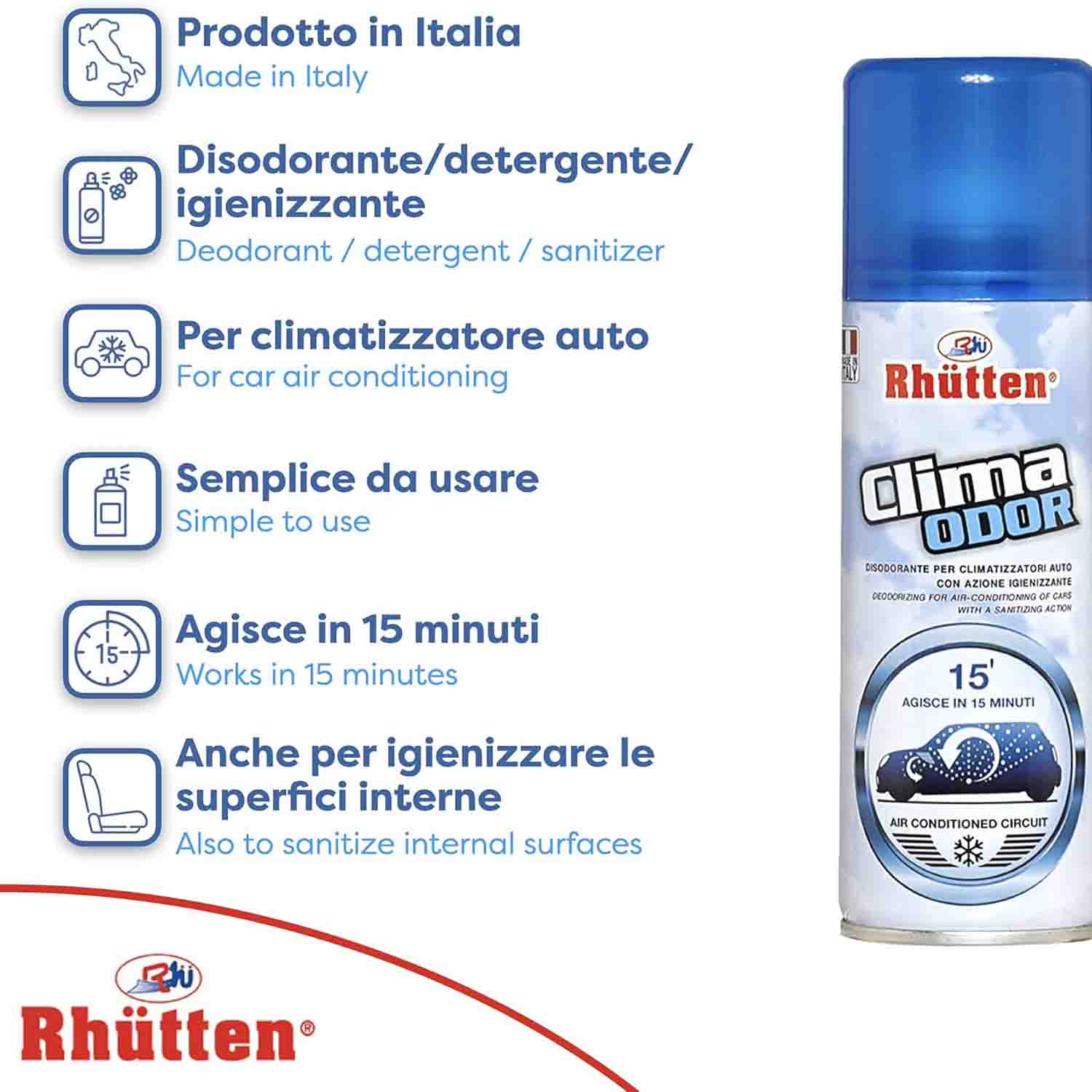 Rhutten Igienizzante Clima Auto 175 ml Elimina Odori foto 3