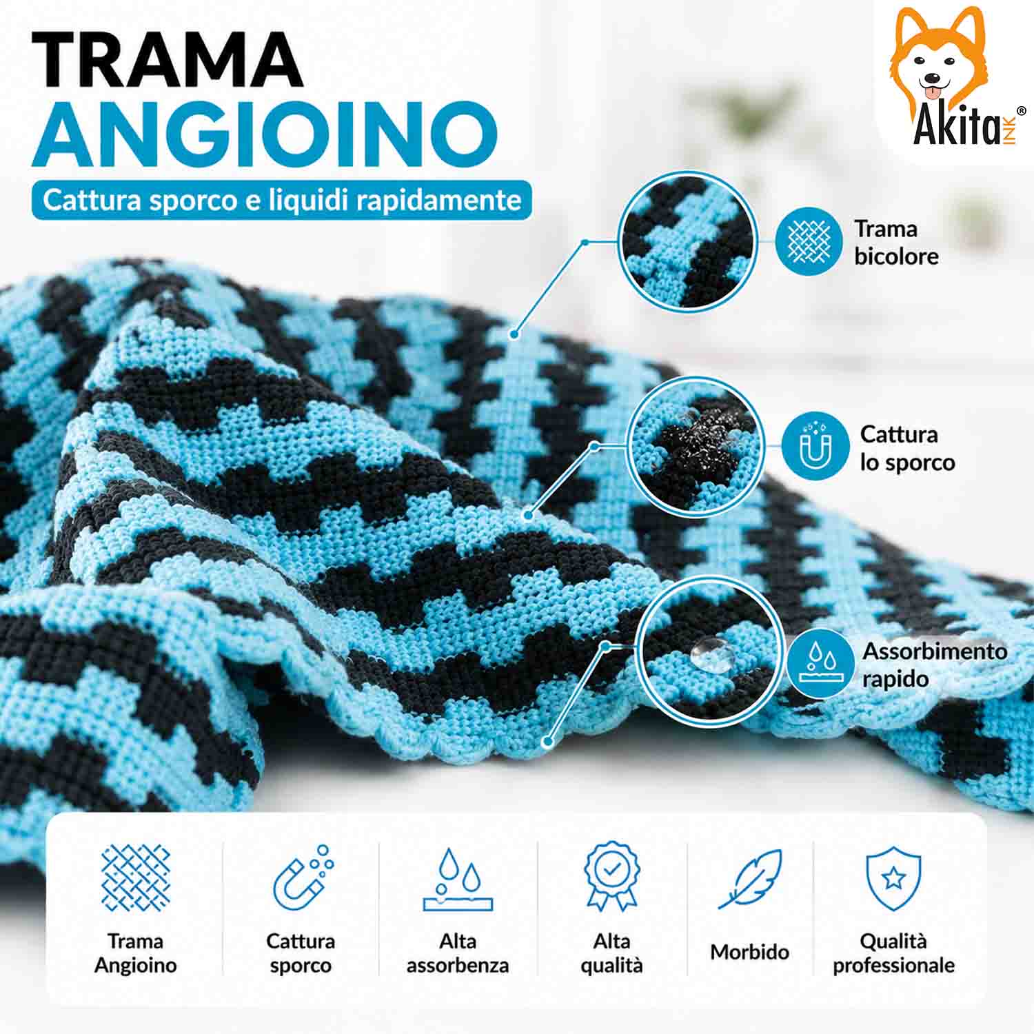 Akitaink 3 Panni in Microfibra Angioino 38x35 cm foto 3