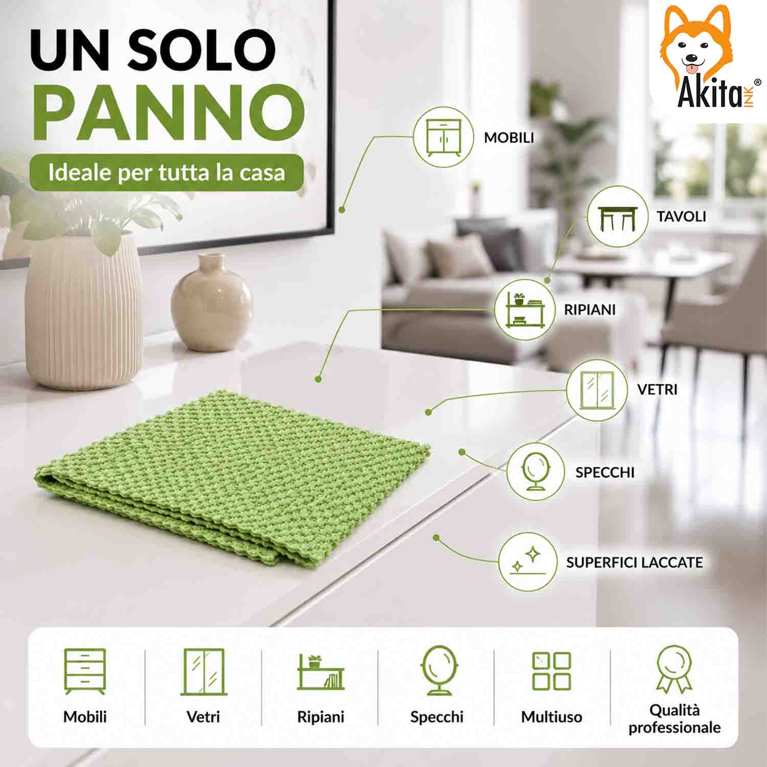 Akitaink 3 Panni in Microfibra Arabico 38x35 cm foto 6