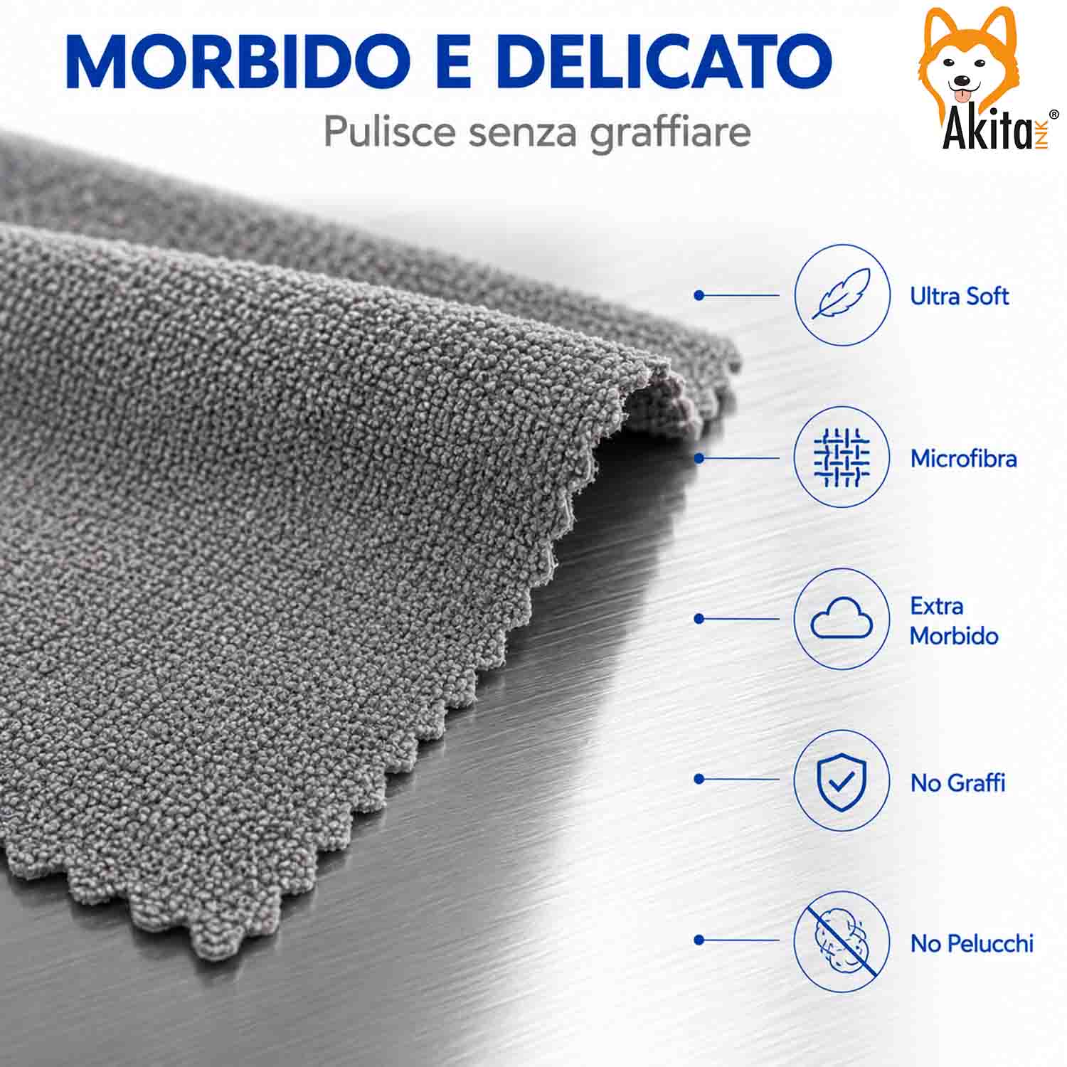 Akitaink 3 Panni in Microfibra Inox Extra Morbido 36x36 cm foto 4