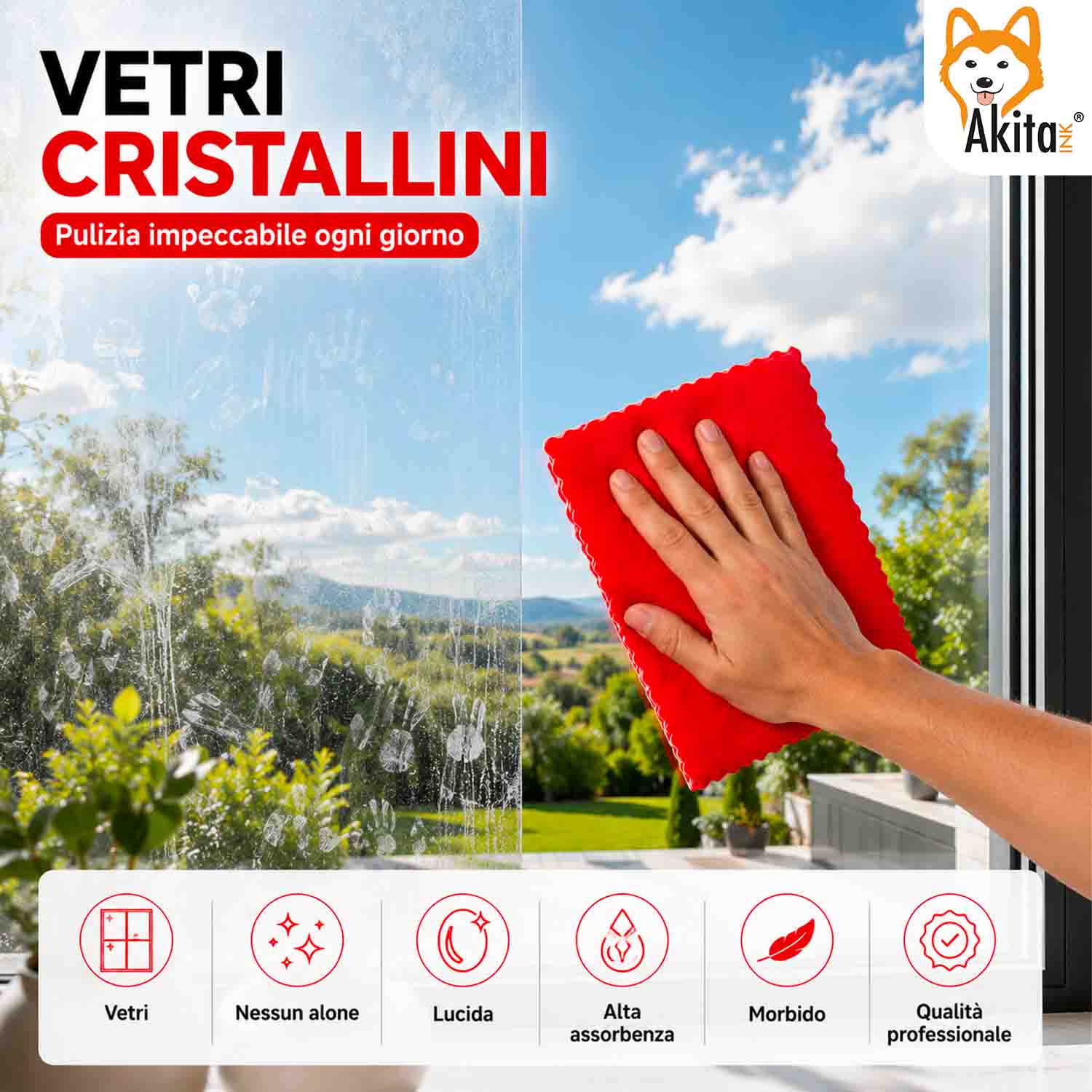 Akitaink 3 Panni in Microfibra Vetri 38x38 cm foto 4