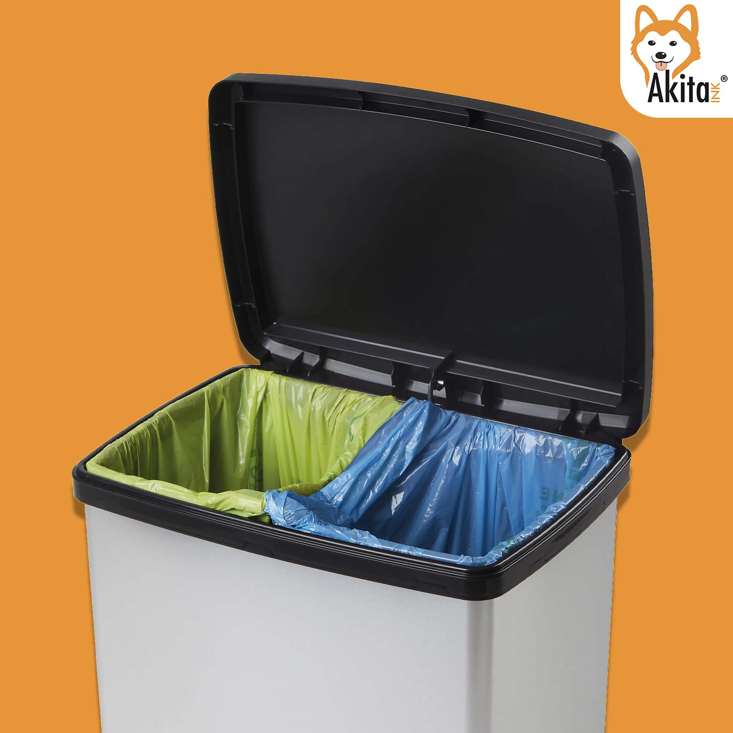 Akitaink Pattumiera a Pedale 50L Soft close Doppio Scomparto foto 3