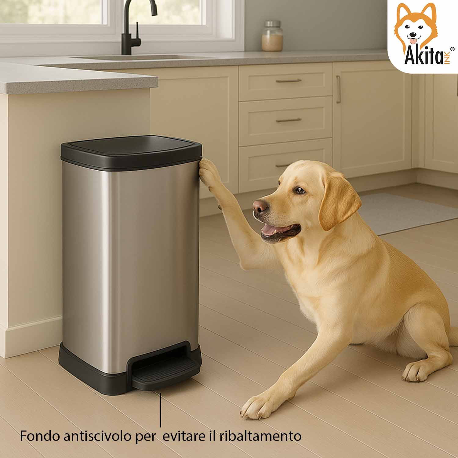 Akitaink Pattumiera a Pedale 50L Soft close Doppio Scomparto foto 4