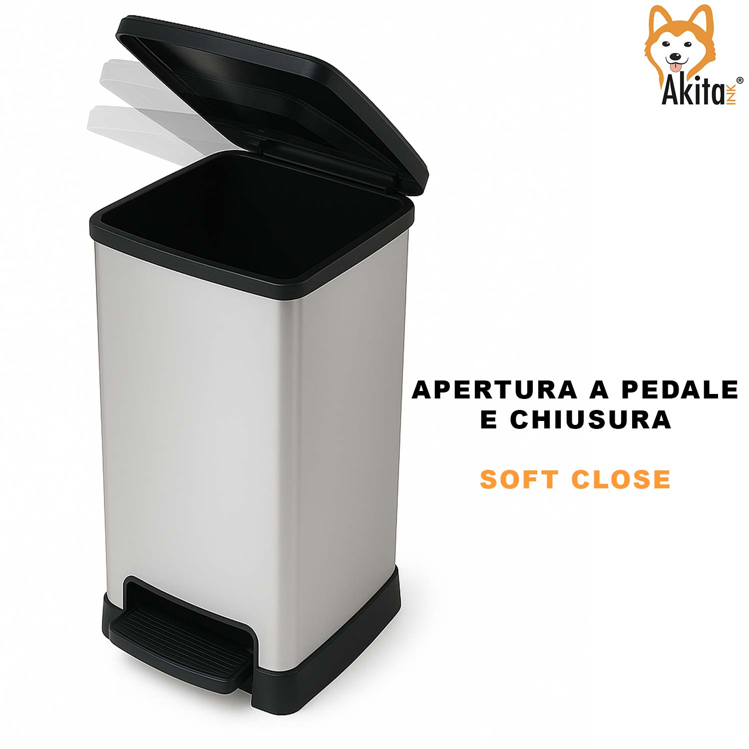Akitaink Pattumiera a Pedale 50L Soft close Doppio Scomparto foto 6