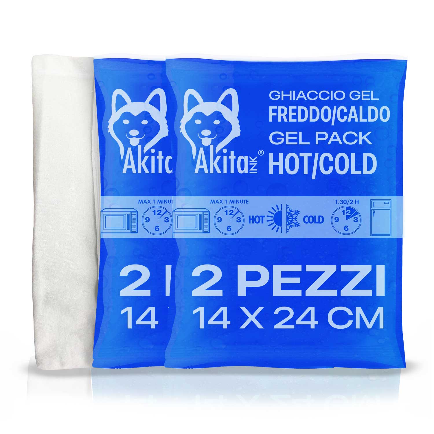 Kit ghiaccio gel riutilizzabile caldo-freddo con sacca, made in italy 2 grandi