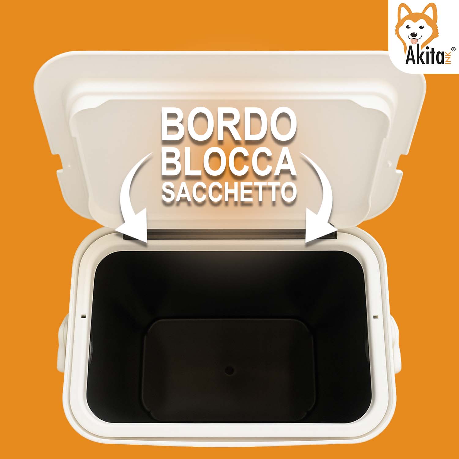 AkitaInk Pattumiera 10L Moda Nero - Bianco con Manico foto 6