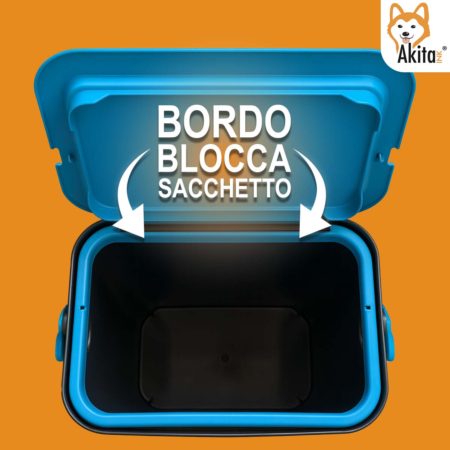 AkitaInk Pattumiera 10L Moda Nero - Zaffiro con Manico foto 6