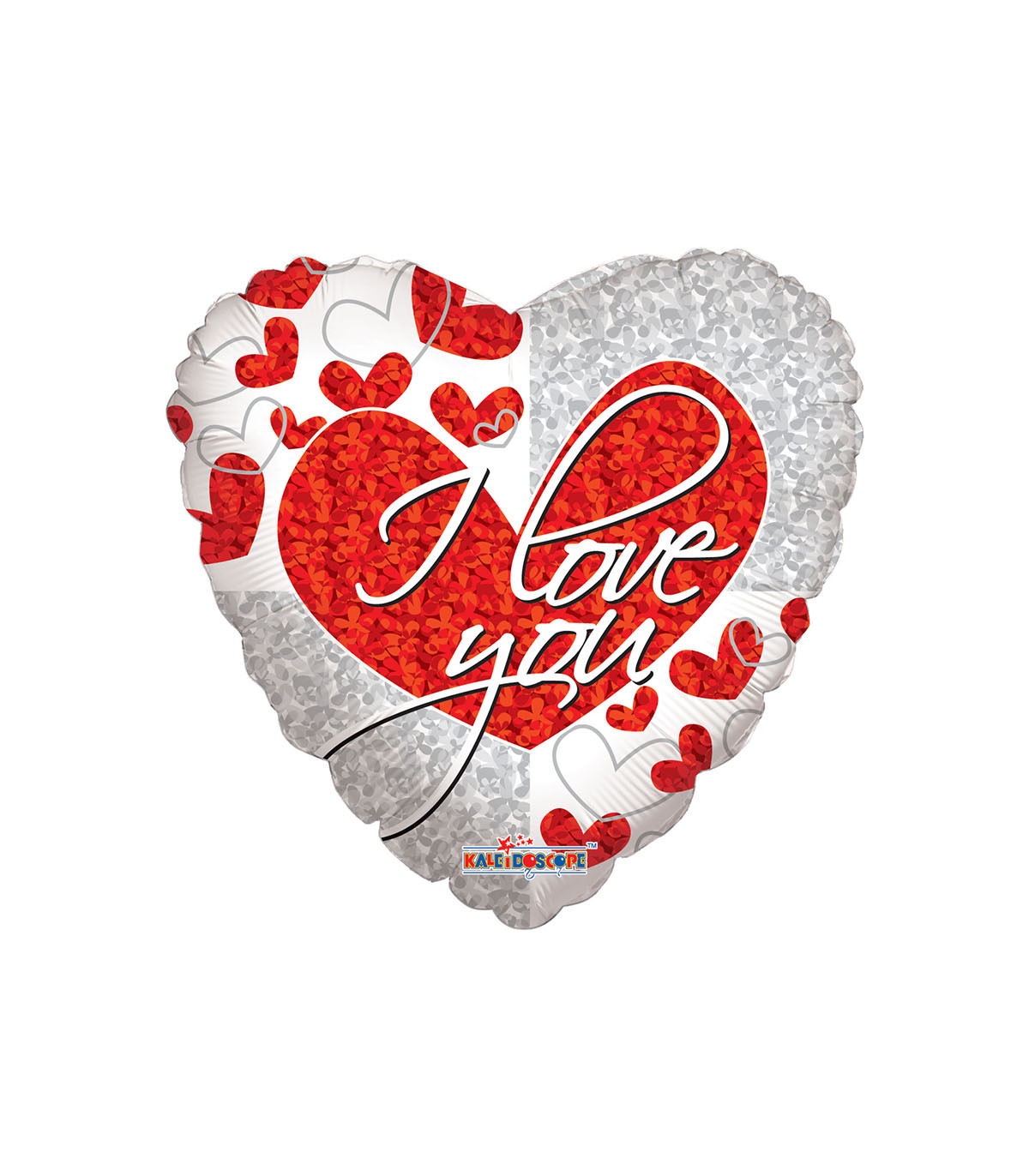 Palloncino cuore Argento e cuore rosso con testo I Love You e cuori 18 foto 2