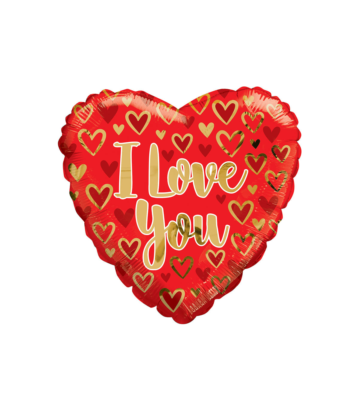 Palloncino a cuore I LOVE YOU oro e rosso 18'' in mylar foto 2