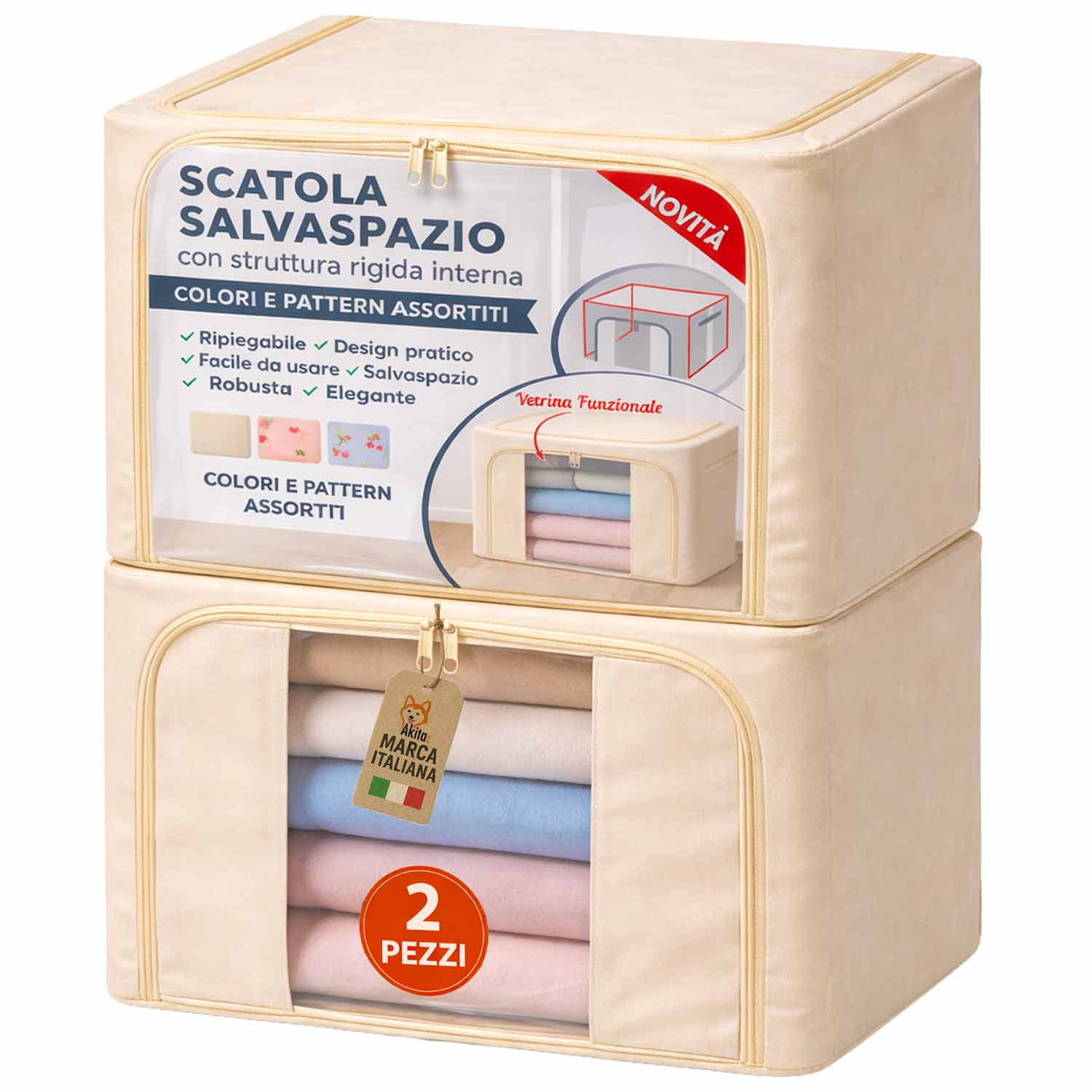 Set 2 Contenitori Armadio Salvaspazio 62x42x35 cm foto 2