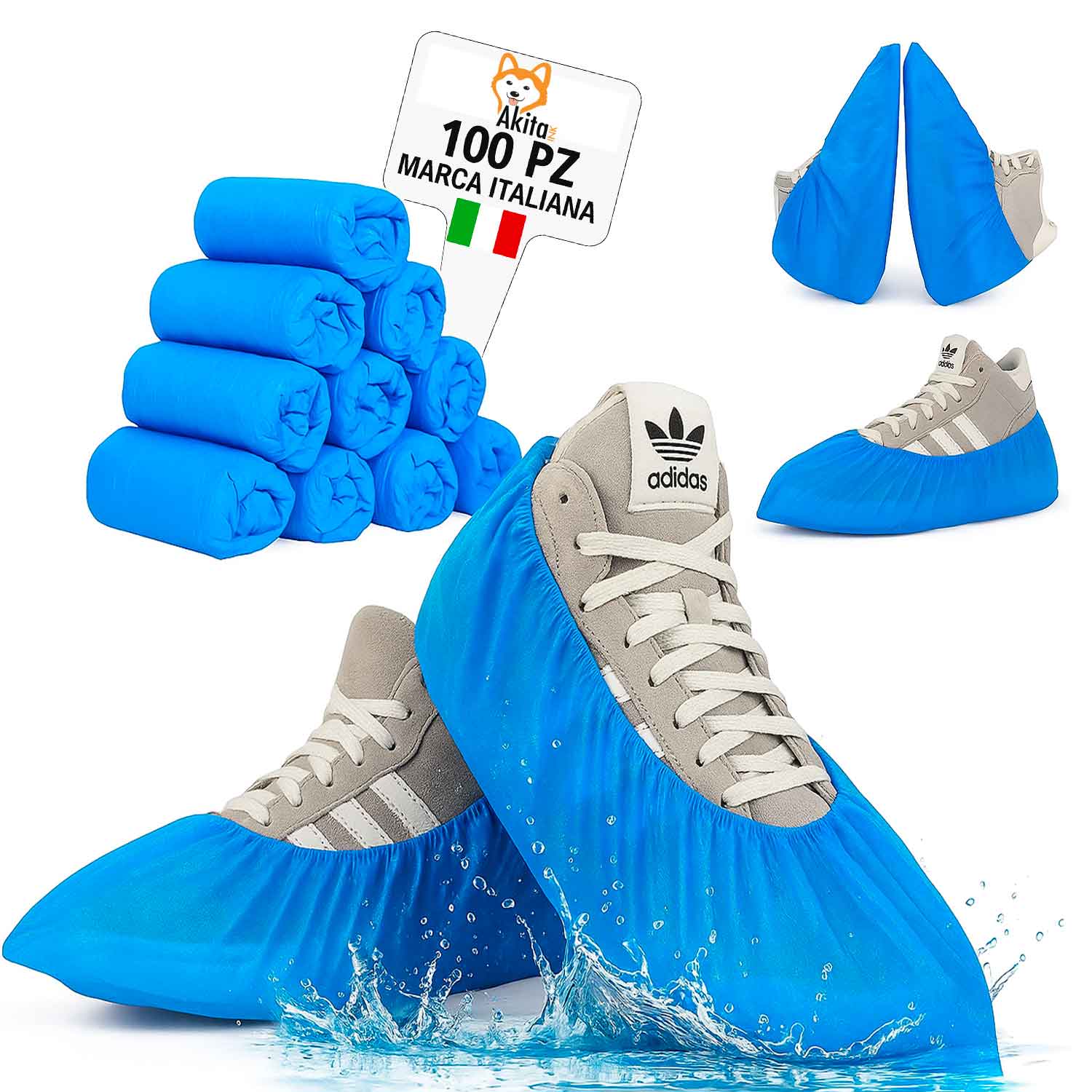Copriscarpe monouso 100pz resistenti, calzari usa e getta in cpe
