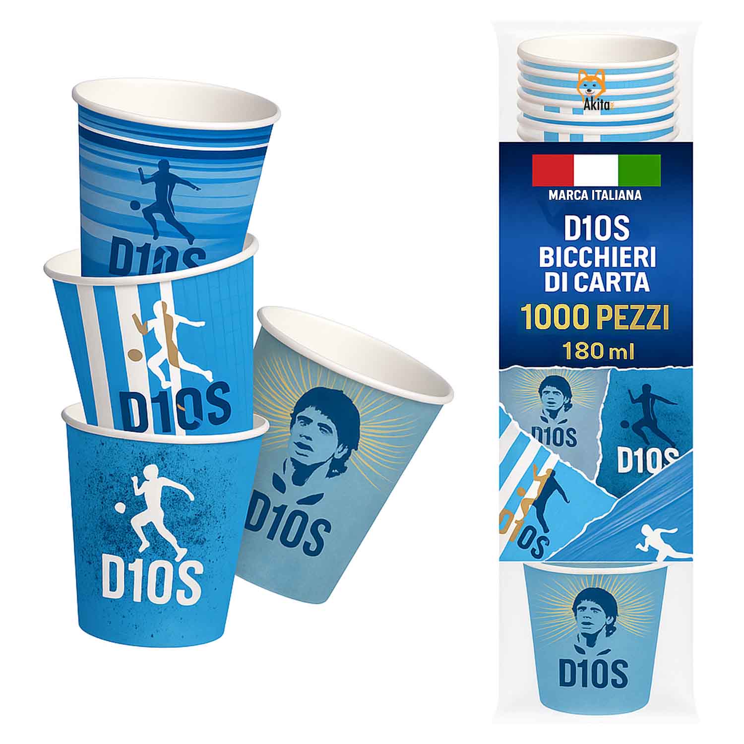 Akitaink Bicchieri D10S 180 ml - 1000 Pezzi Monouso Calcio foto 2
