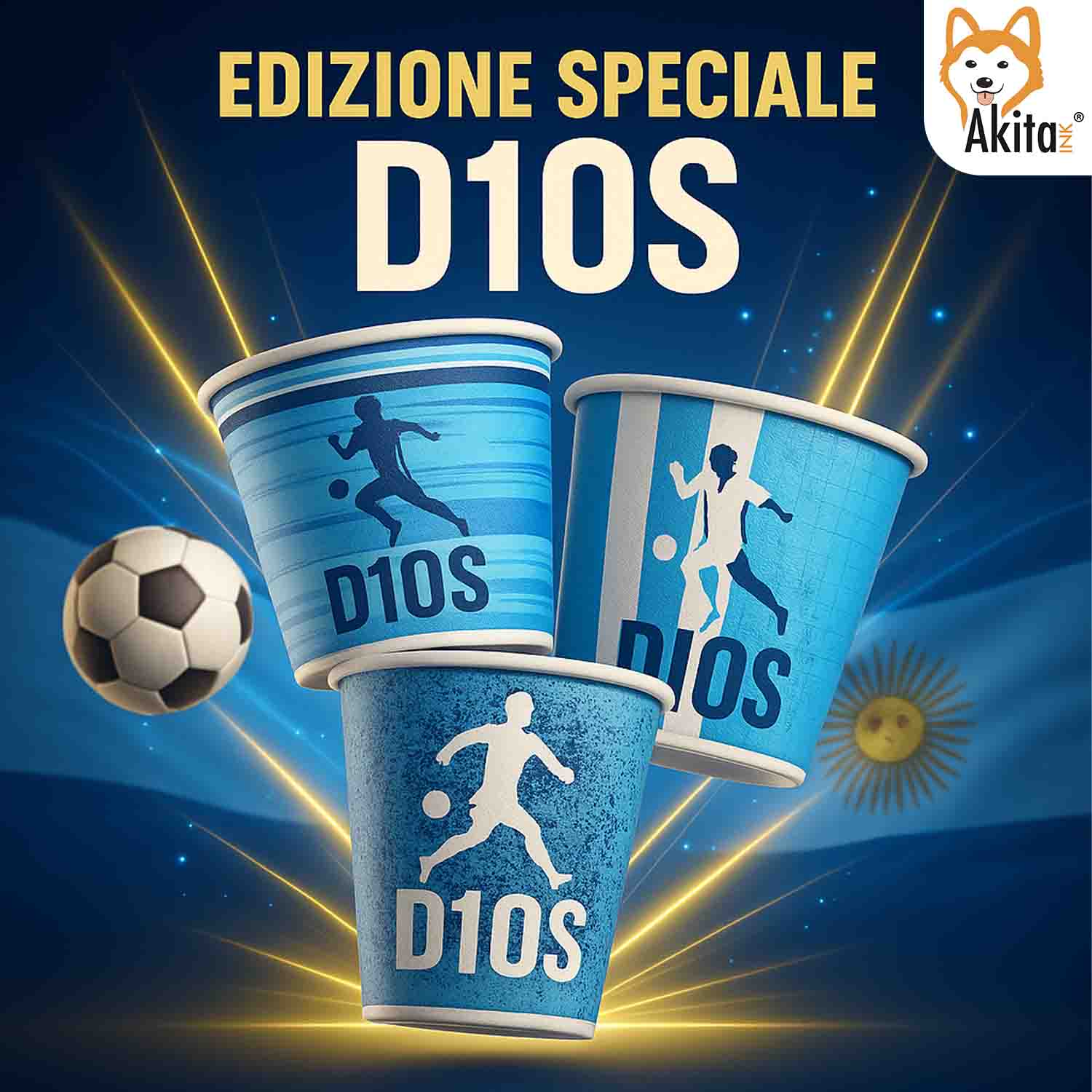 Akitaink Bicchieri D10S 250 ml - 300 Pezzi Monouso Calcio foto 5