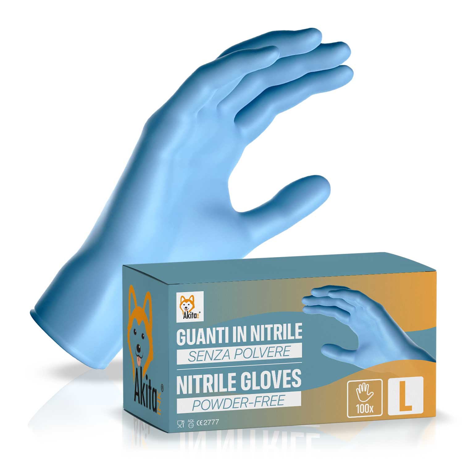 Guanti in nitrile senza polvere per ambiti medici e alimentari 100 blu tg, l