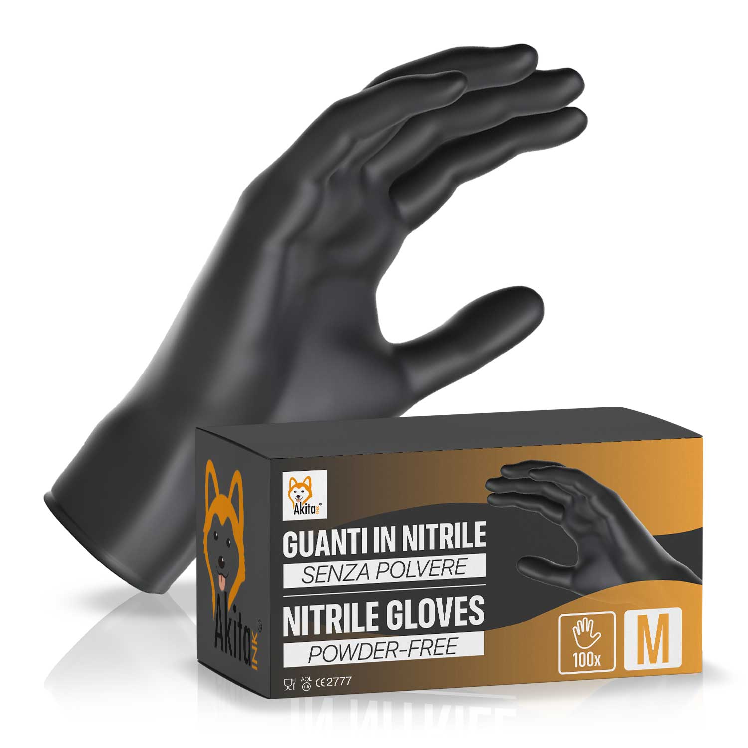 Guanti in nitrile senza polvere per ambiti medici e alimentari 100 neri tg, m