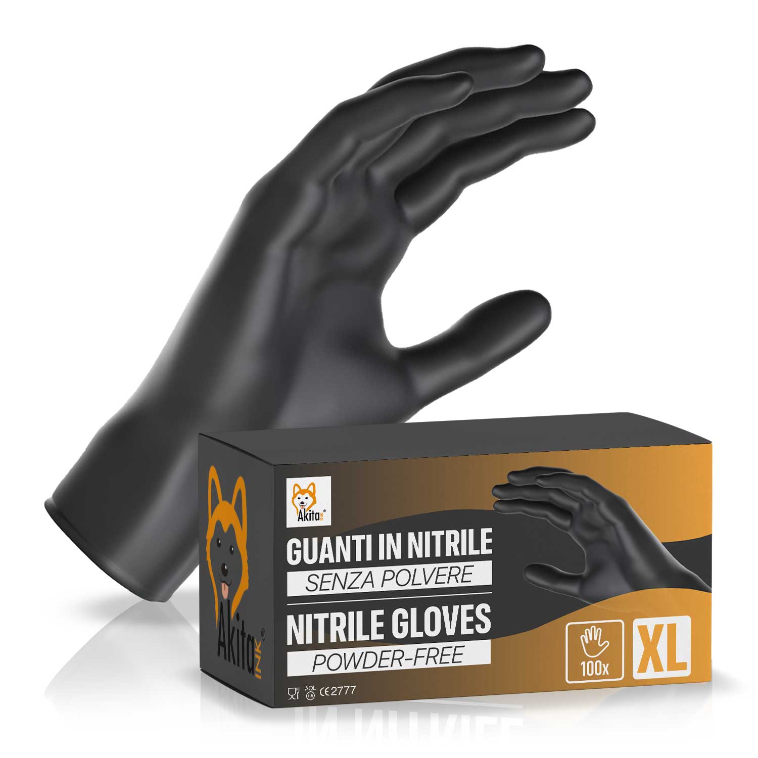 Guanti in nitrile senza polvere per ambiti medici e alimentari 100 neri tg, xl