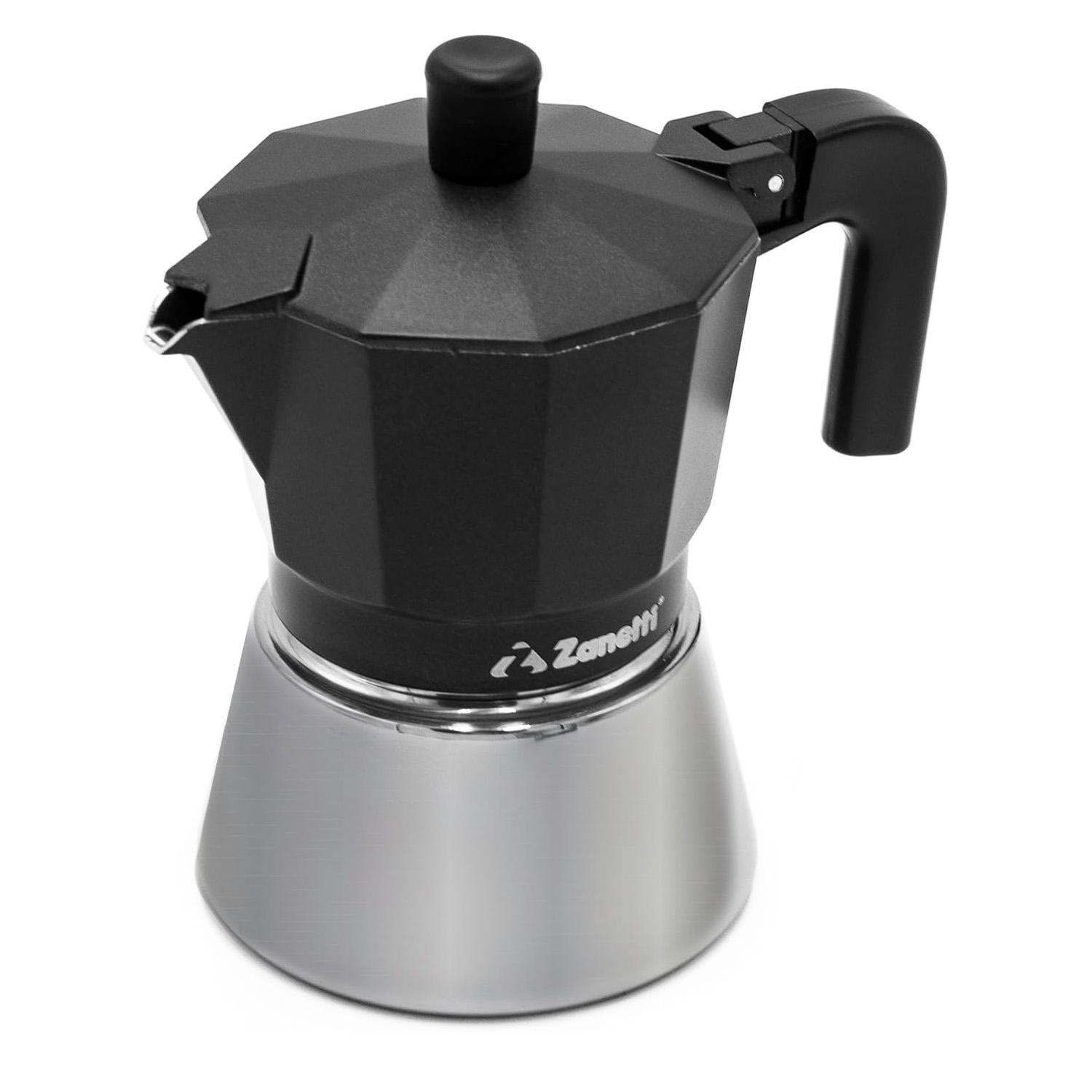 Moka zanetti 6 tazze induzione acciaio inox nero