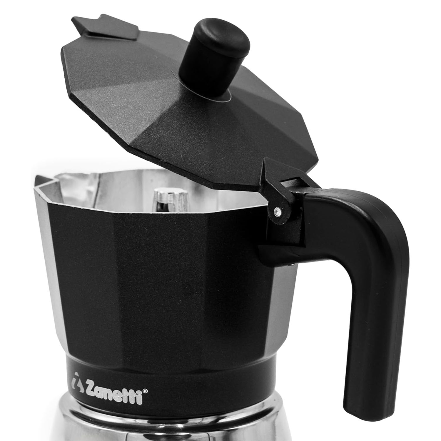 Moka Zanetti 6 Tazze Induzione Acciaio Inox Nero foto 4