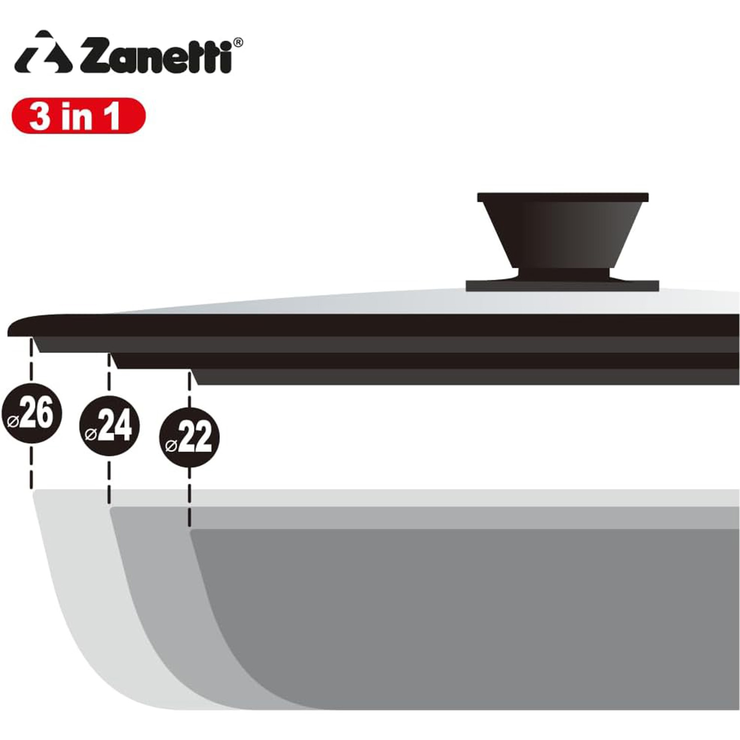 Coperchio Universale Vetro Silicone 22-26 cm foto 5