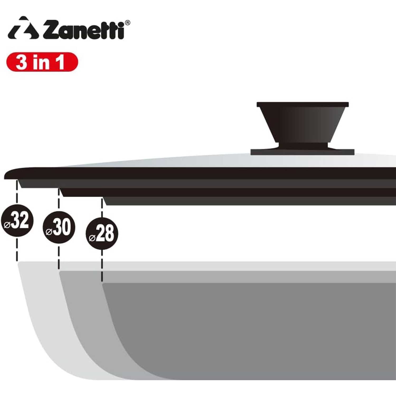 Coperchio Universale Vetro Silicone 28 30 32 cm foto 5