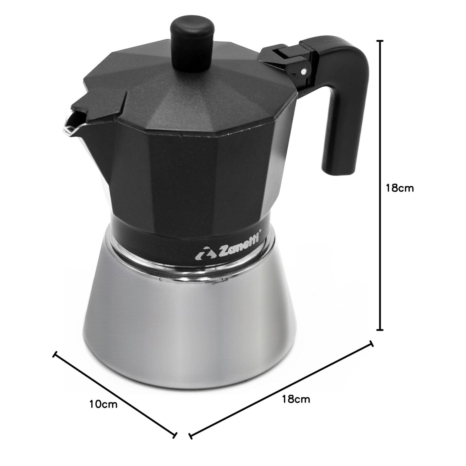 Moka Zanetti 6 Tazze Induzione Acciaio Inox Nero foto 6