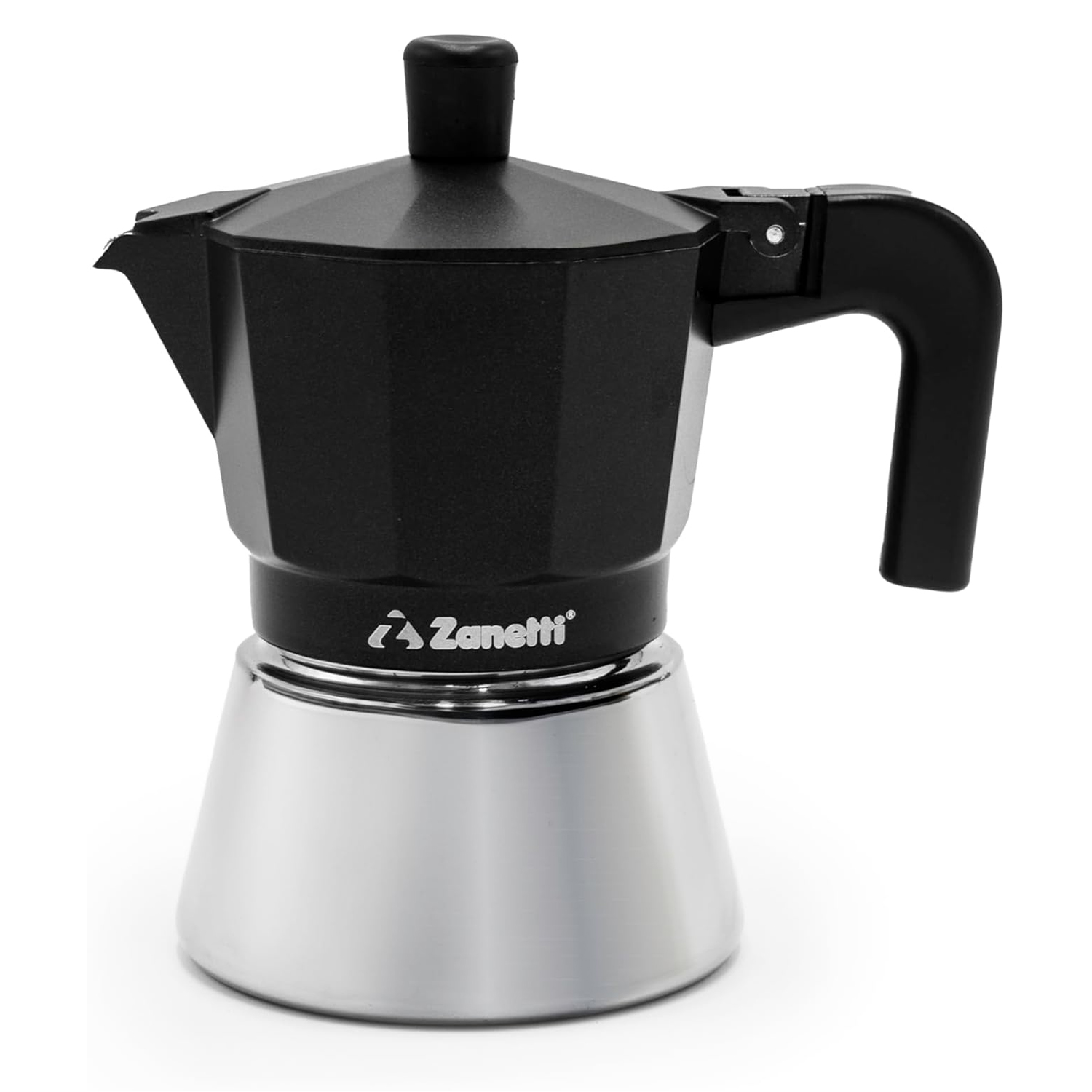 Moka zanetti 3 tazze induzione in acciaio inox nero