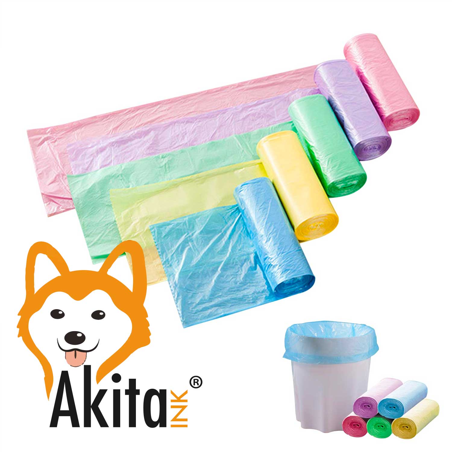 AkitaInk, 80 sacchi per pattumiera 70X110 con manici Rosa Alta Resistenza, 110L foto 6