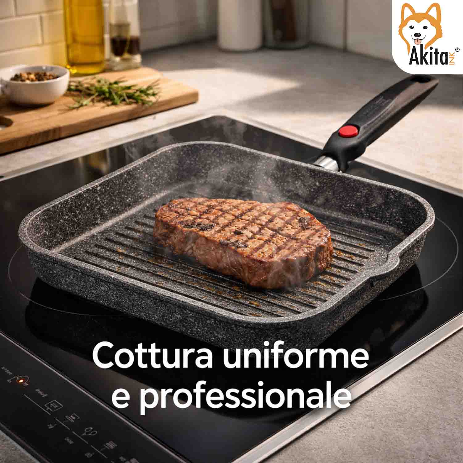 Bistecchiera Cuore di Pietra 28x28 cm Antiaderente Salvaspazio foto 5