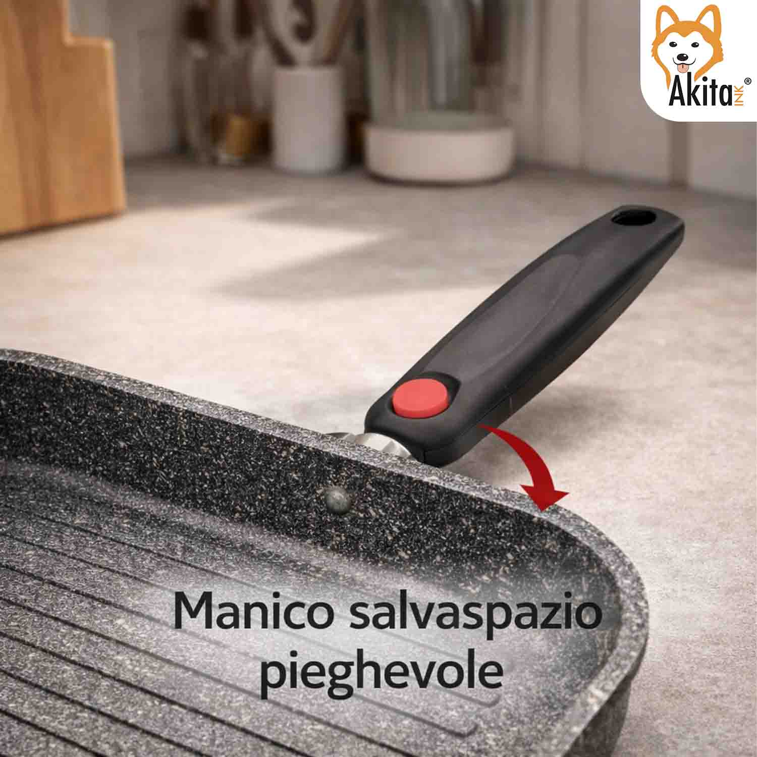 Bistecchiera Cuore di Pietra 28x28 cm Antiaderente Salvaspazio foto 3