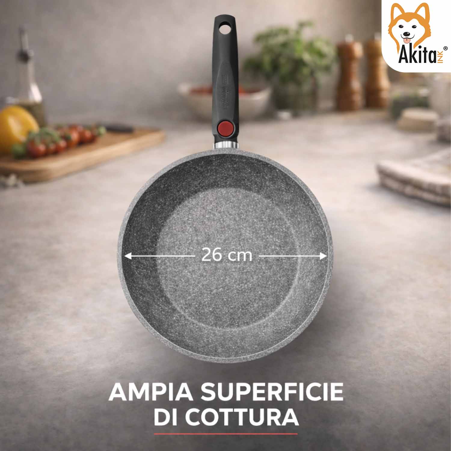 Padella Cuore di Pietra 26 cm Induzione Manico Pieghevole foto 4