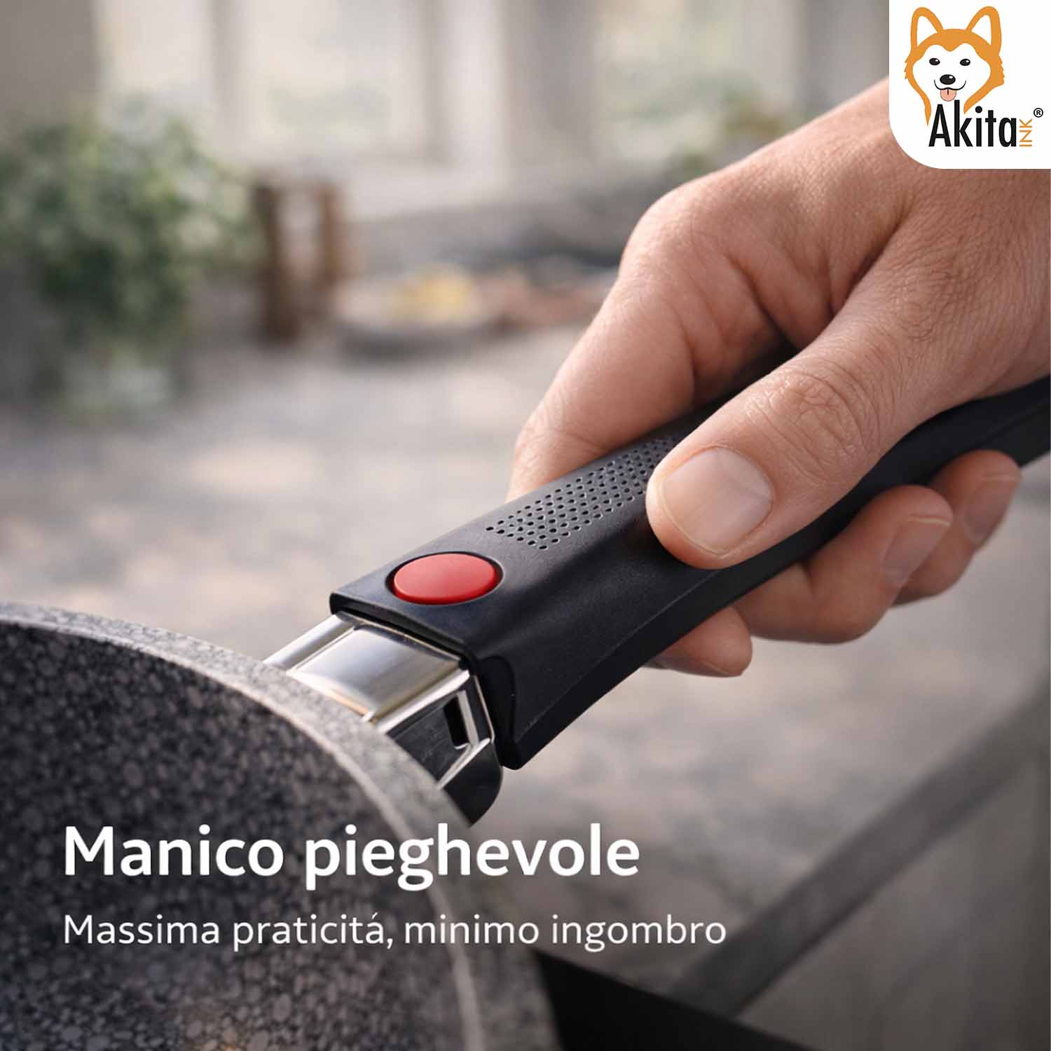 Padella Cuore di Pietra 26 cm Induzione Manico Pieghevole foto 6