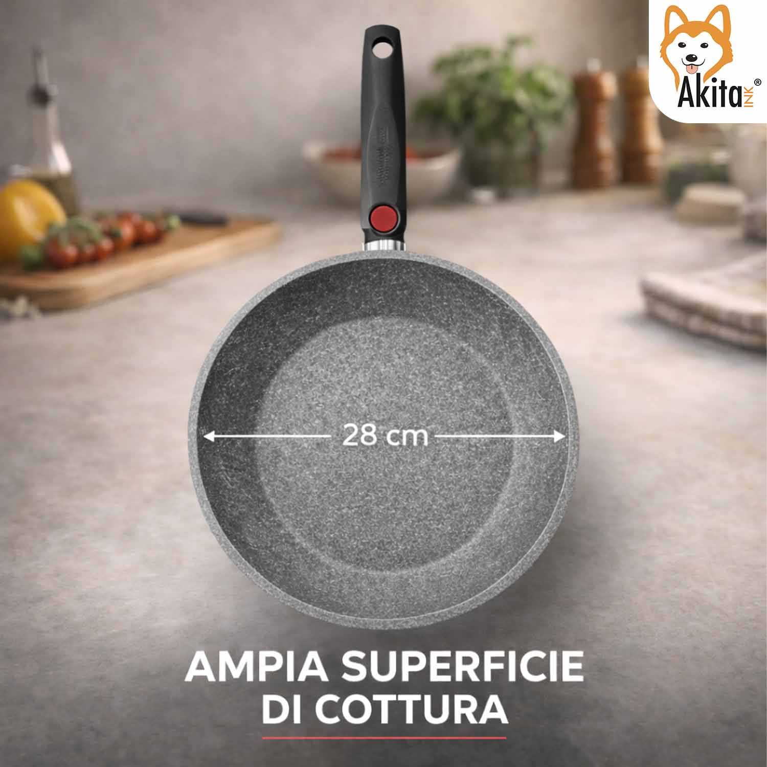 Padella Cuore di Pietra 28 cm Induzione Manico Pieghevole foto 4