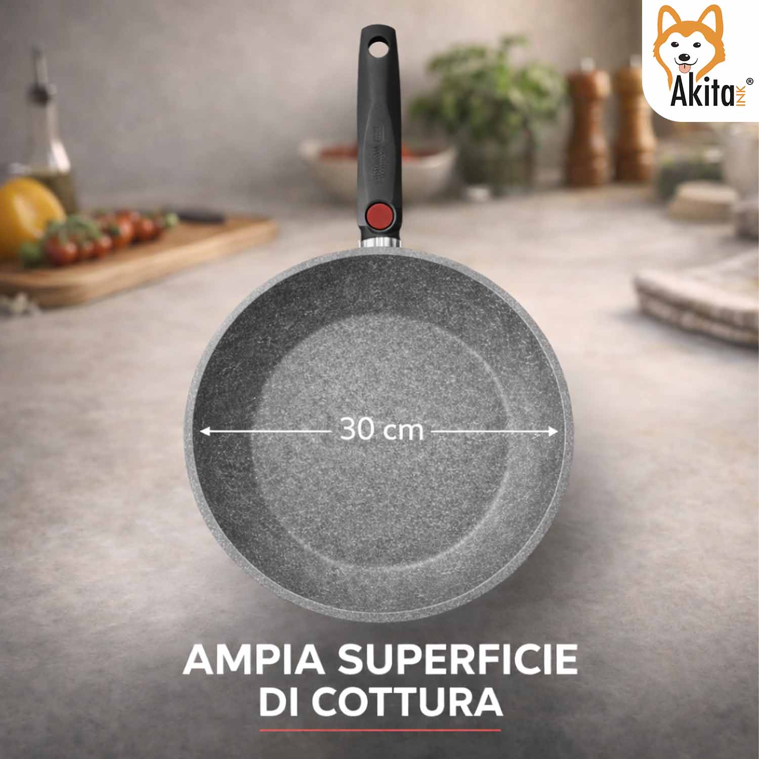 Padella Cuore di Pietra 30 cm Induzione Manico Pieghevole foto 4