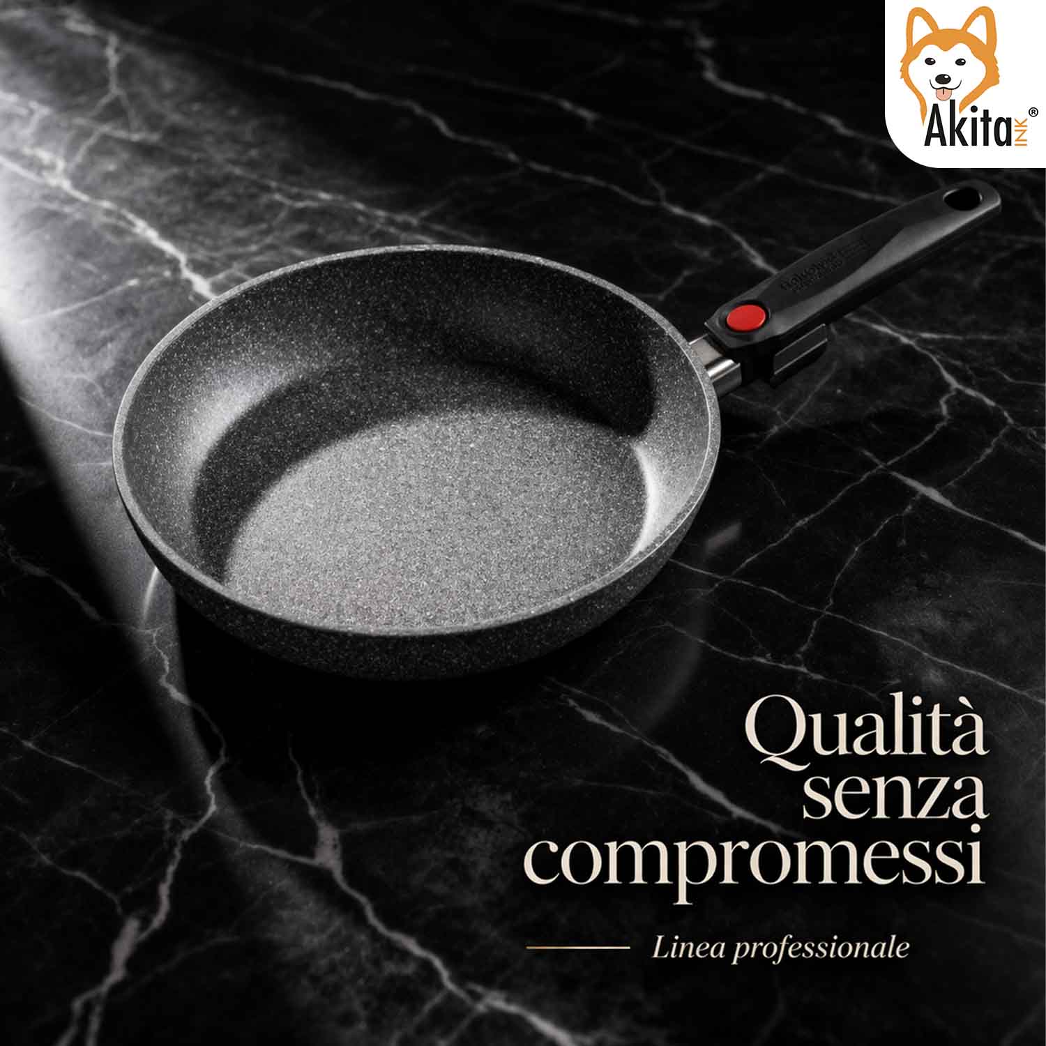 Padella Cuore di Pietra 30 cm Induzione Manico Pieghevole foto 3