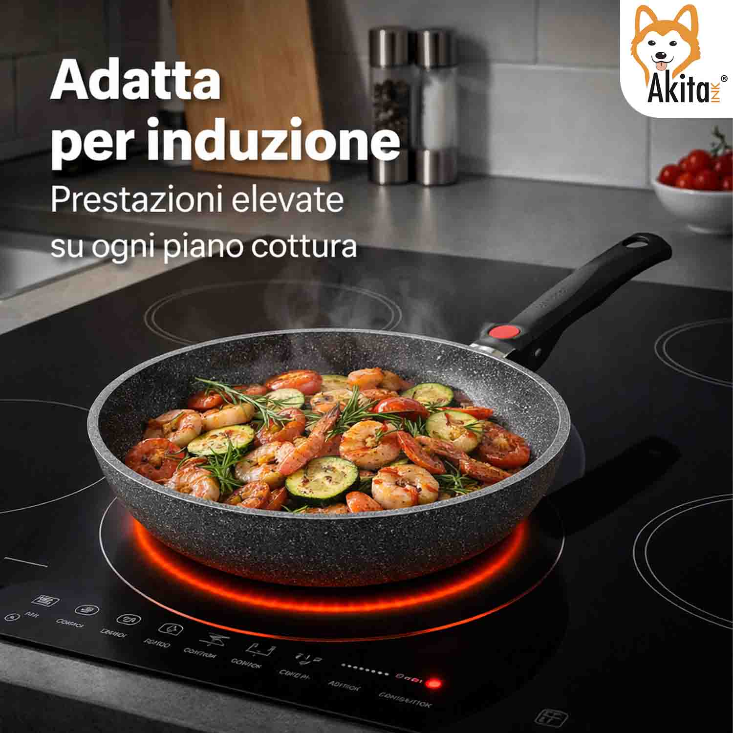 Padella Cuore di Pietra 32 cm Induzione Manico Pieghevole foto 3