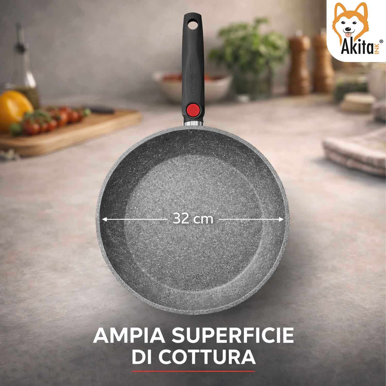 Padella Cuore di Pietra 32 cm Induzione Manico Pieghevole foto 4