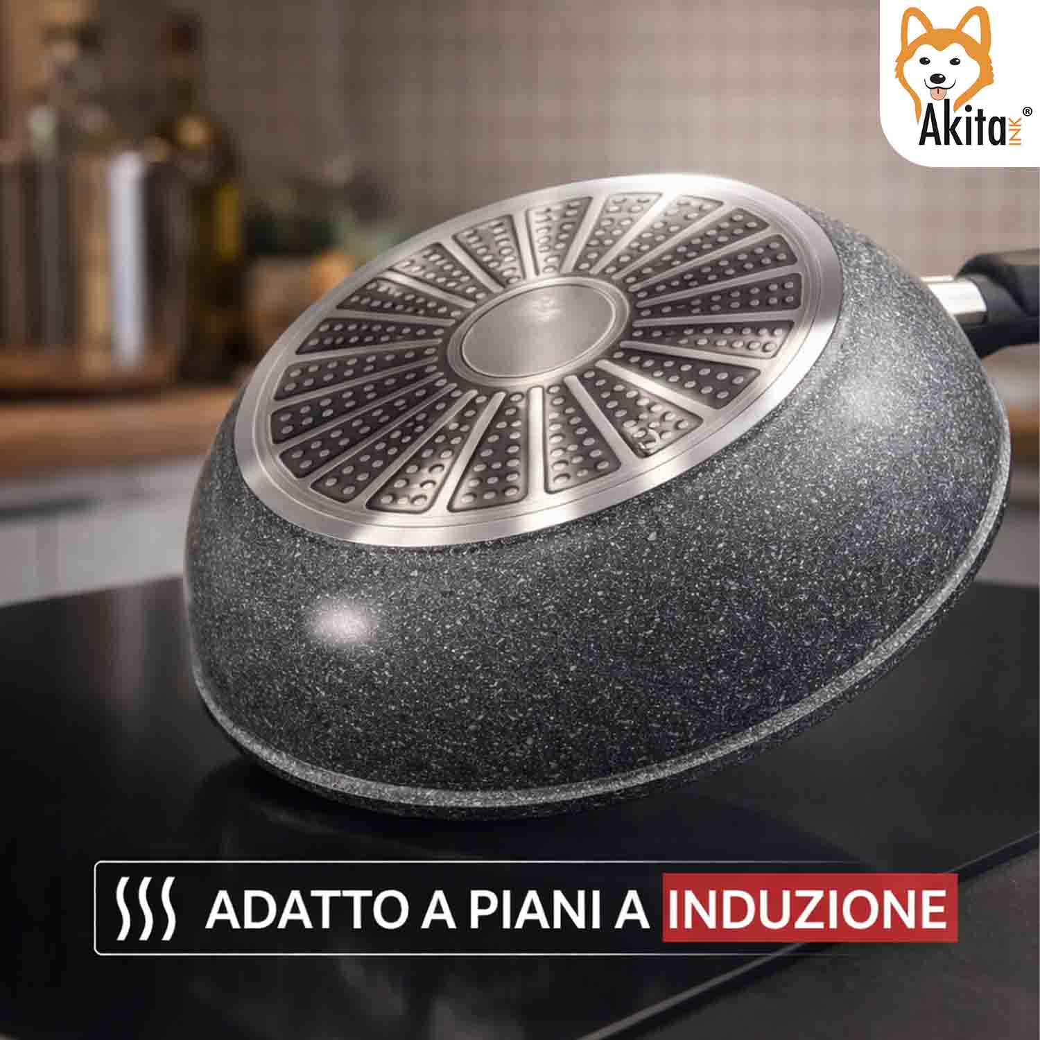 Wok Saltapasta Cuore di Pietra 28 cm Induzione Pieghevole foto 4