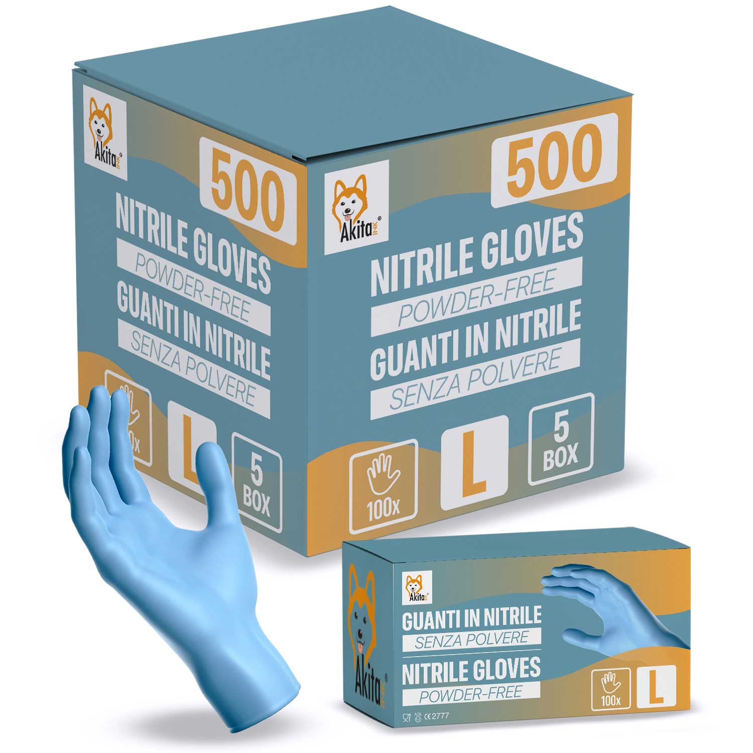 Guanti in Nitrile Senza Polvere per Ambiti Medici e Alimentari 500 BLU Tg, L foto 2