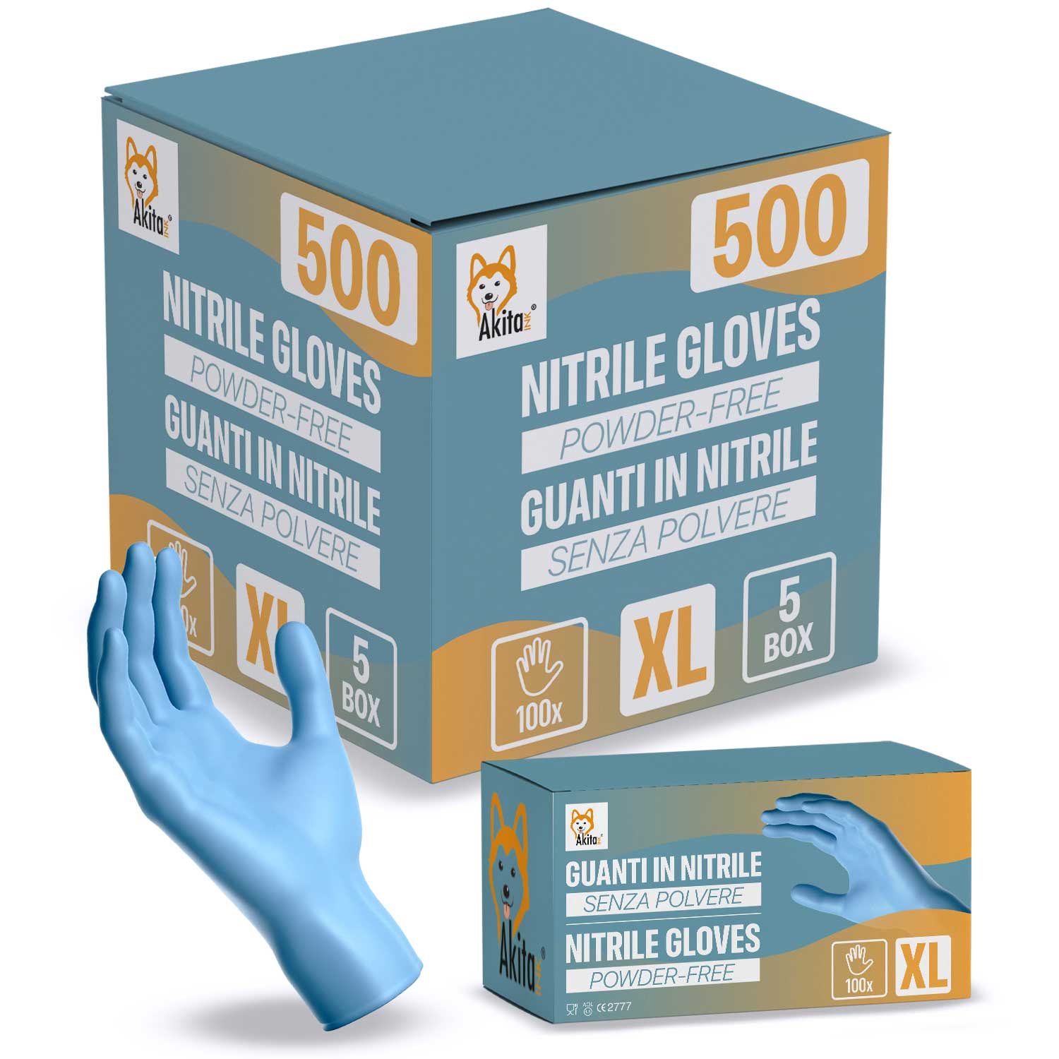 Guanti in nitrile senza polvere per ambiti medici e alimentari 500 blu tg, xl