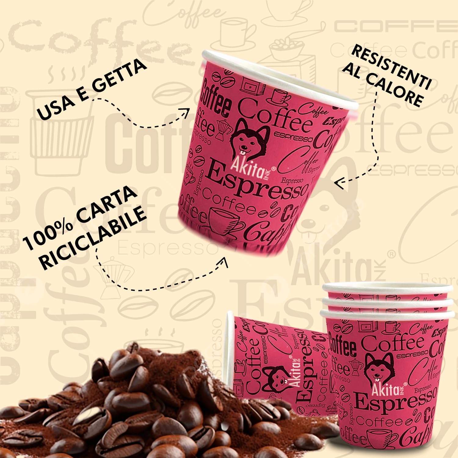 Bicchierini Caffè Carta 75ml con Palette Legno 200pz foto 4