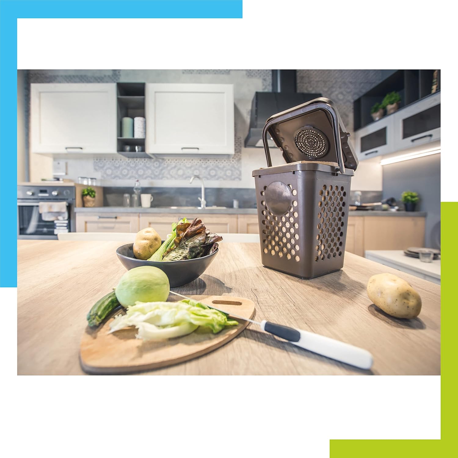 Pattumiera Ecoplast 10L Marrone Riciclata per Differenziata foto 5