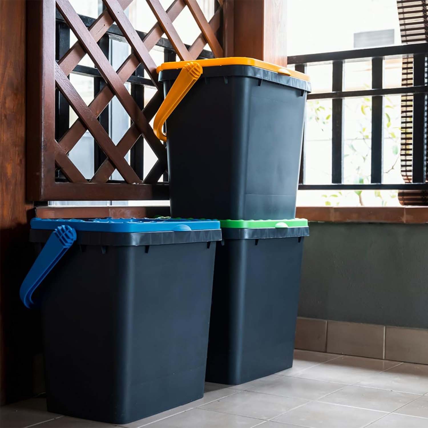 Pattumiere Ecoplast Set 3 x 35L - Riciclabili e Resistenti foto 5