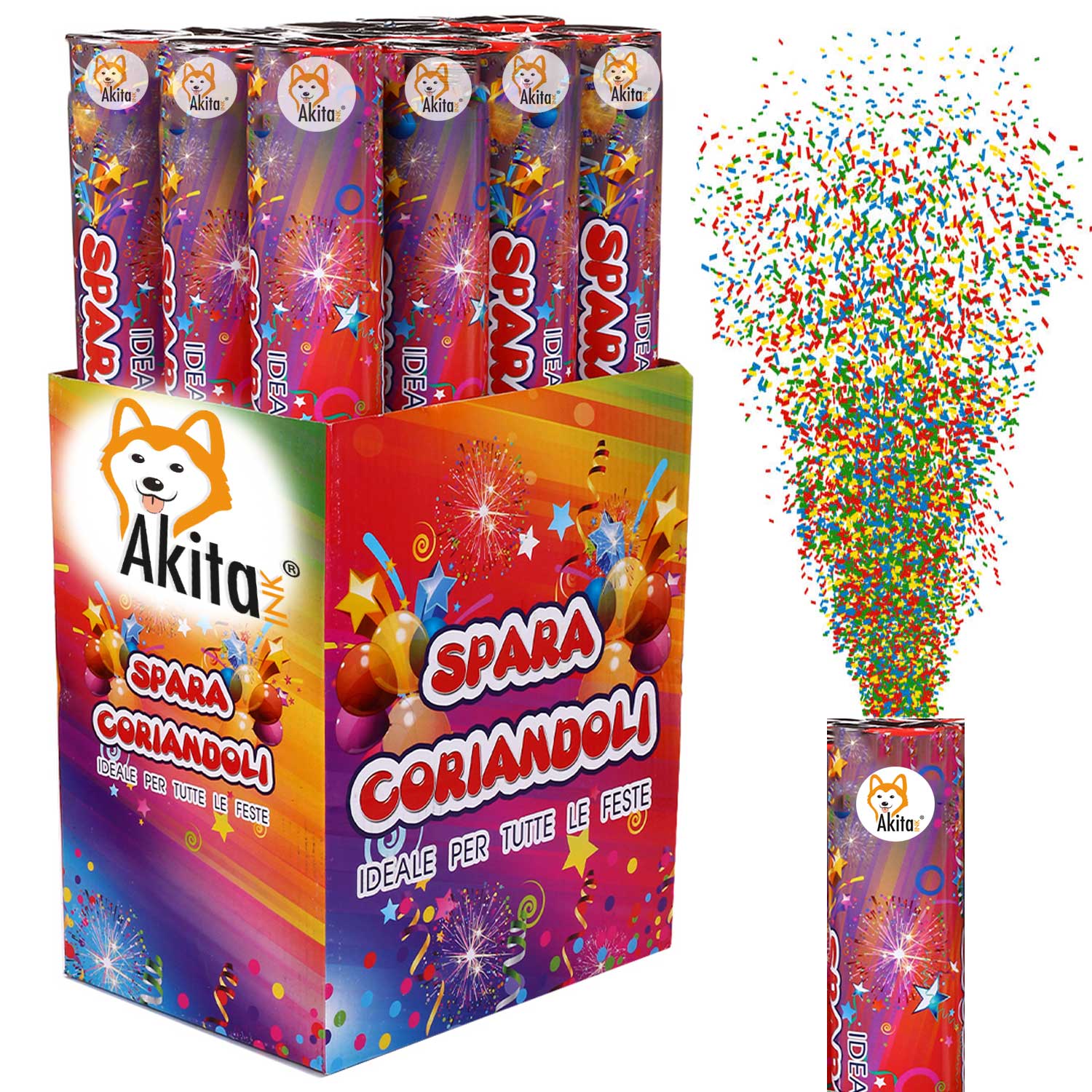 Tubo Spara Coriandoli 40cm 8PZ Akitaink Perfetto per Feste, Matrimoni Compleanni foto 2