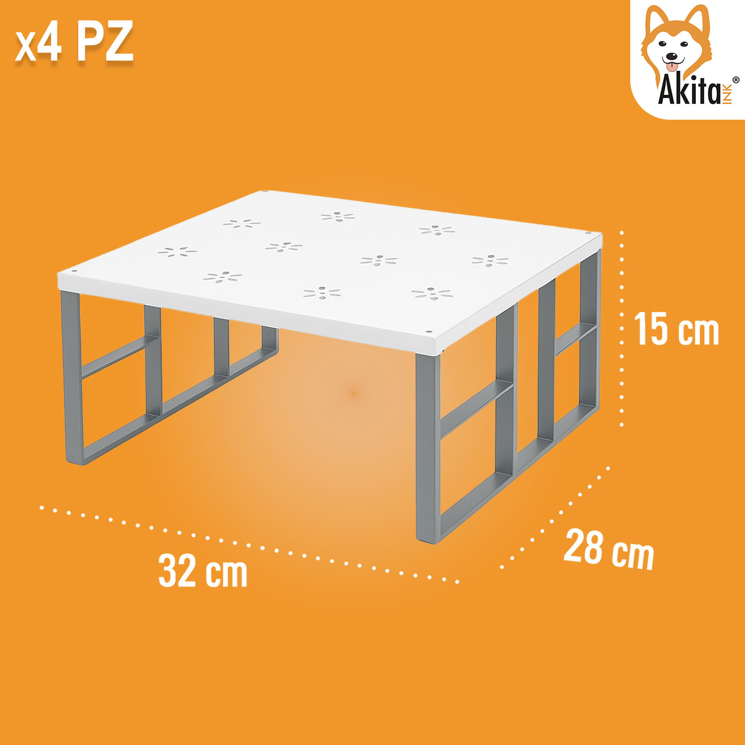 Akitaink Set 4 Scaffali Portaspezie Grandi Metallo Bianco foto 4