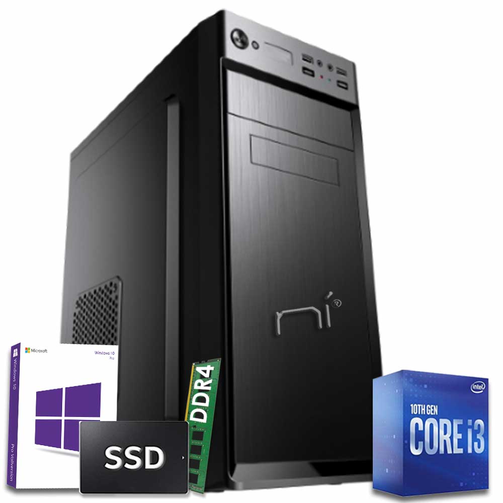 Pc desktop intel i3-10100 8gb ram ddr4 ssd 480gb windows 10 licenziato wifi hdmi