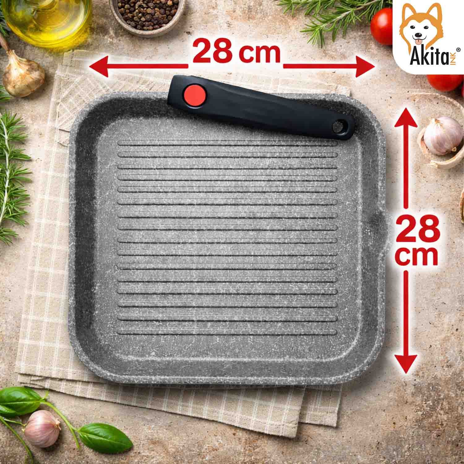 Bistecchiera Cuore di Pietra 28x28 cm Antiaderente Salvaspazio foto 4